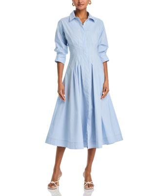 Jazz Poplin Pintuck Midi Dress by SIMKHAI