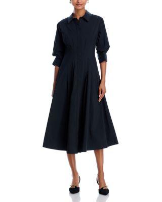 Jazz Poplin Pintuck Midi Dress by SIMKHAI