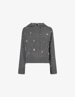 Karmen Embellished Wool and Cashmere-Blend Hoody by SIMKHAI