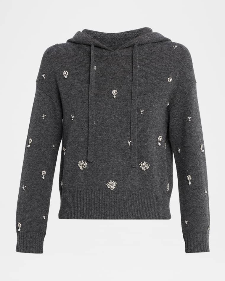 Karmen Wool-Cashmere Embellished Hoodie by SIMKHAI