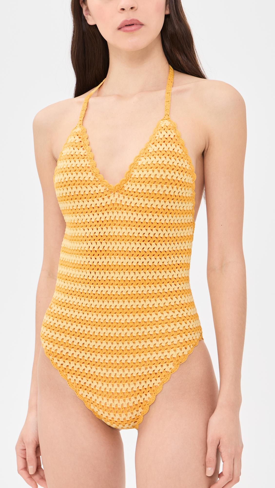 Karoline Crochet Halter One Piece by SIMKHAI