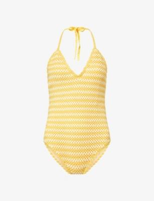 Karoline Halterneck Crochet Swimsuit by SIMKHAI