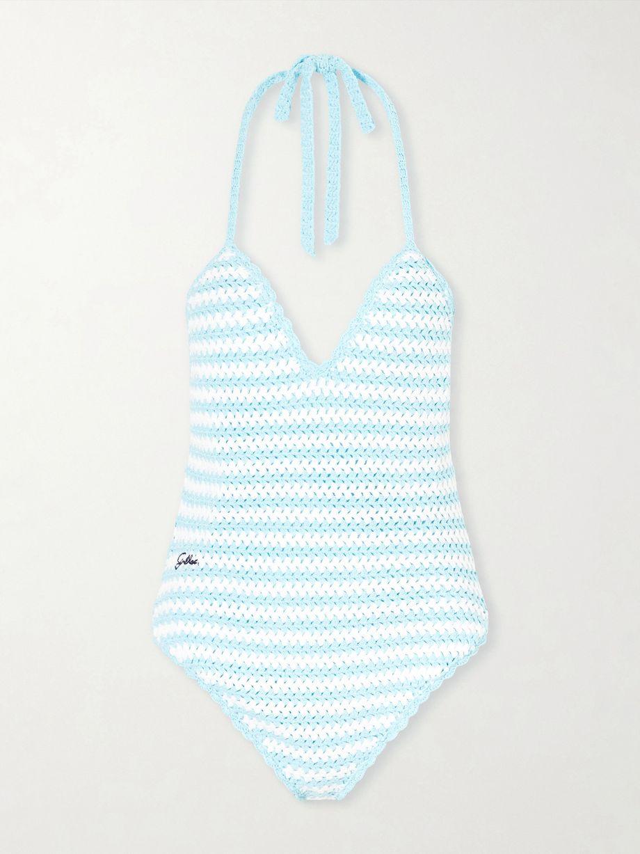 Karoline striped crocheted swimsuit by SIMKHAI