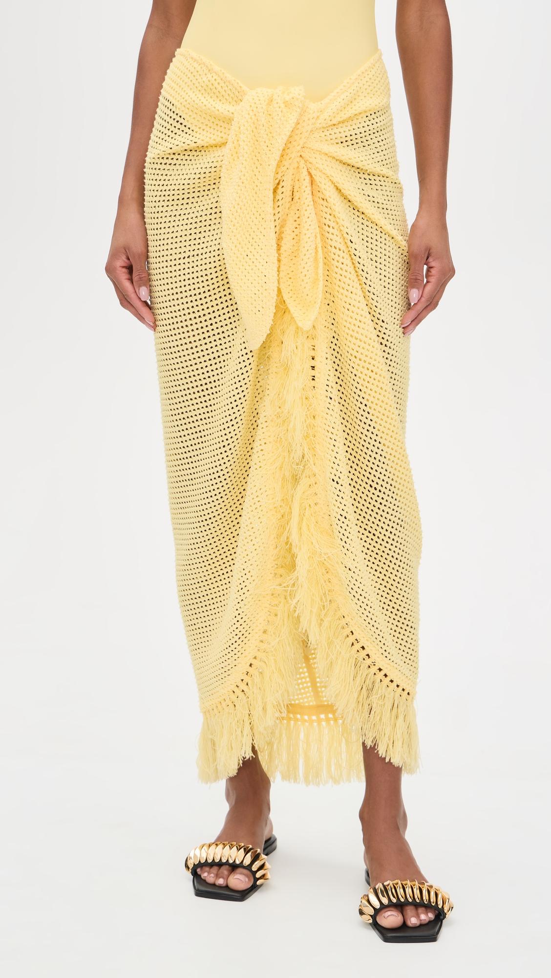 Katerina Knit Wrap Midi Skirt by SIMKHAI