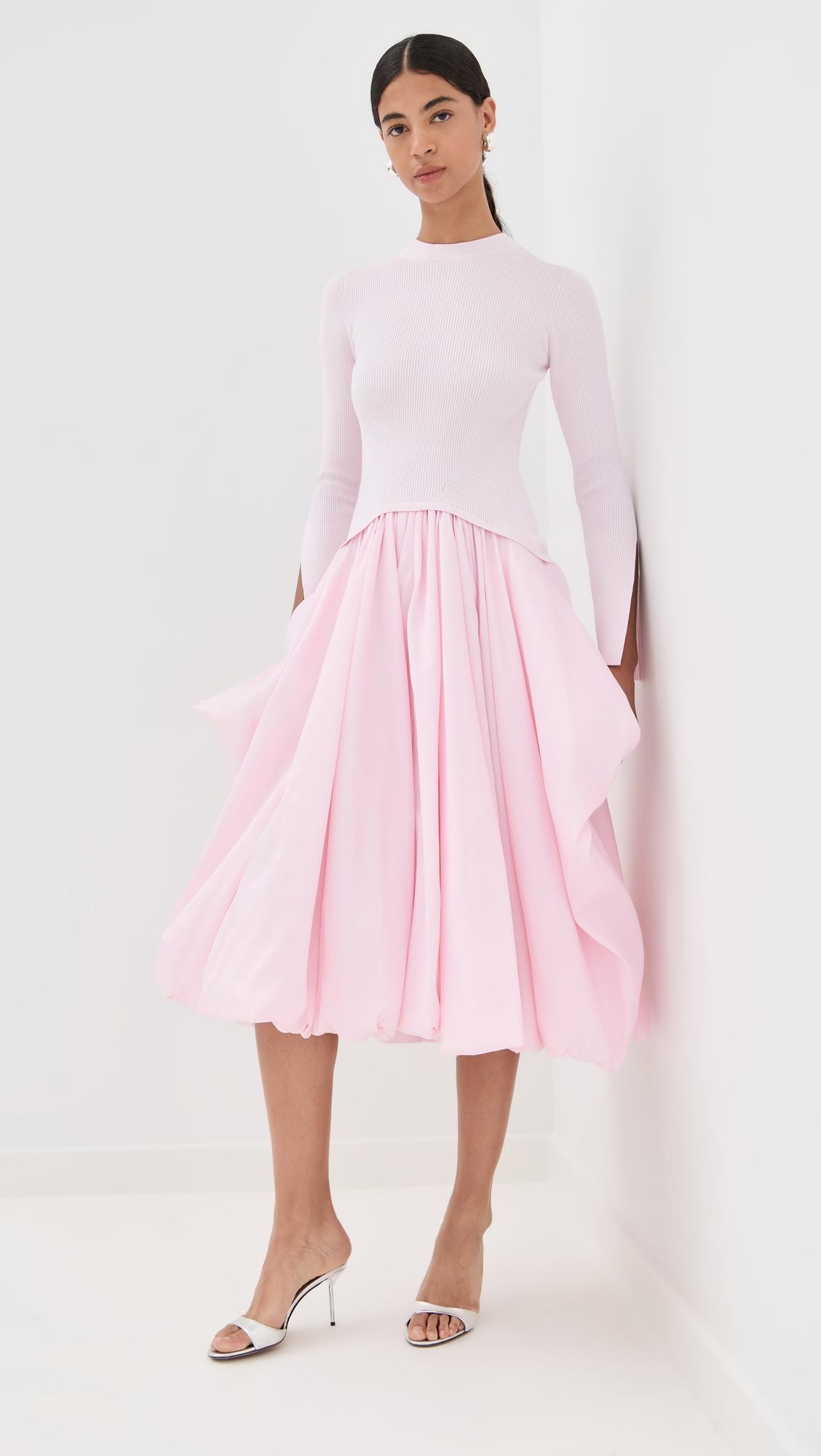 Kenlie Long Sleeve Mock Neck Midi Dress by SIMKHAI