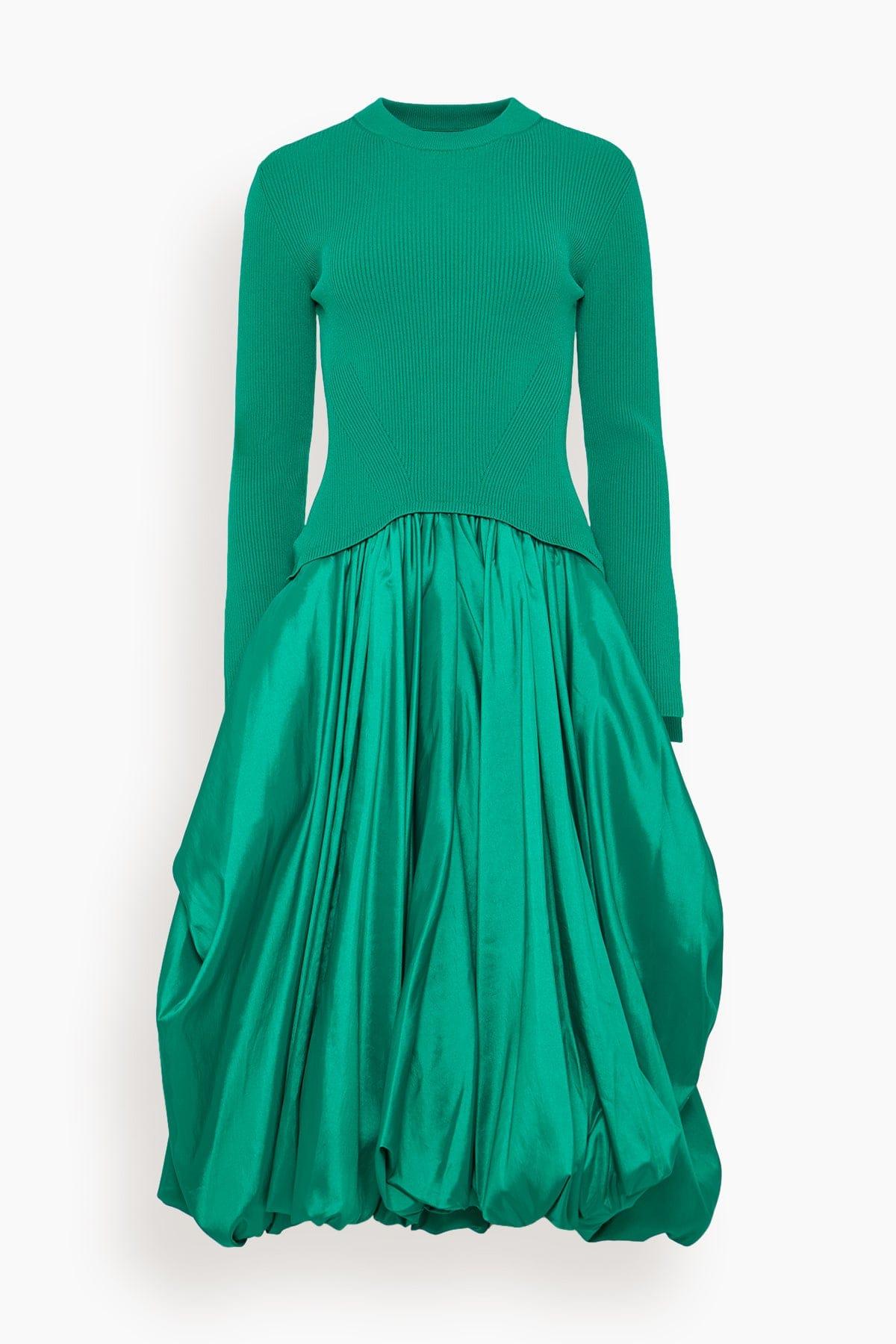 Kenlie Long Sleeve Mock Neck Midi Dress in Kelly Green by SIMKHAI