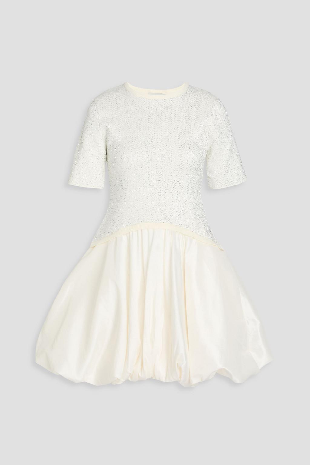 Kenz sequin-embellished knit-paneled taffeta mini dress by SIMKHAI