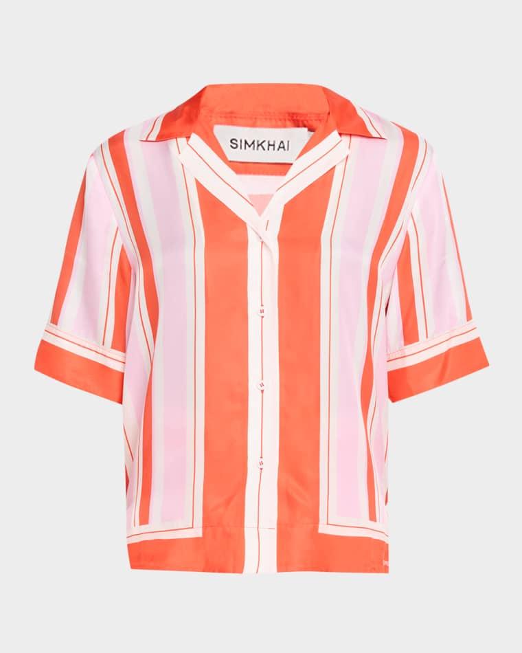 Koda Striped Button-Front Shirt by SIMKHAI