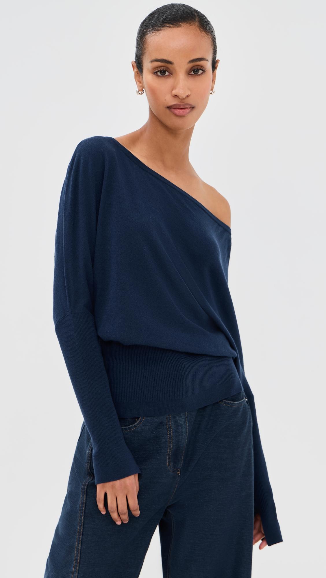 Lavina Draped Off Shoulder Sweater by SIMKHAI