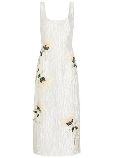 Lilibeth floral-embellished cloqué midi dress by SIMKHAI