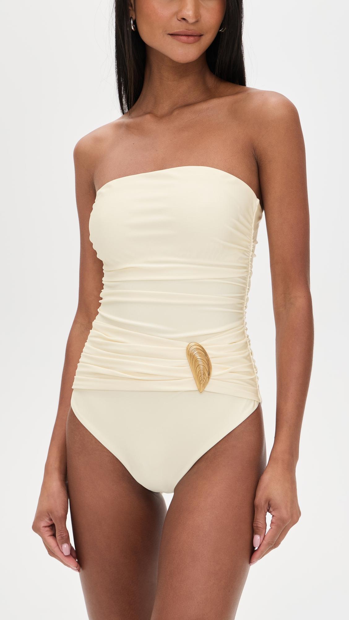 Lorena Shell Strapless One Piece by SIMKHAI