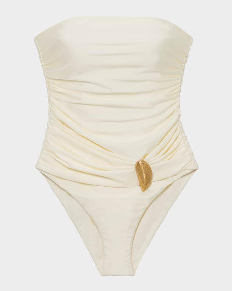 Lorena Shell Strapless One-Piece Swimsuit by SIMKHAI