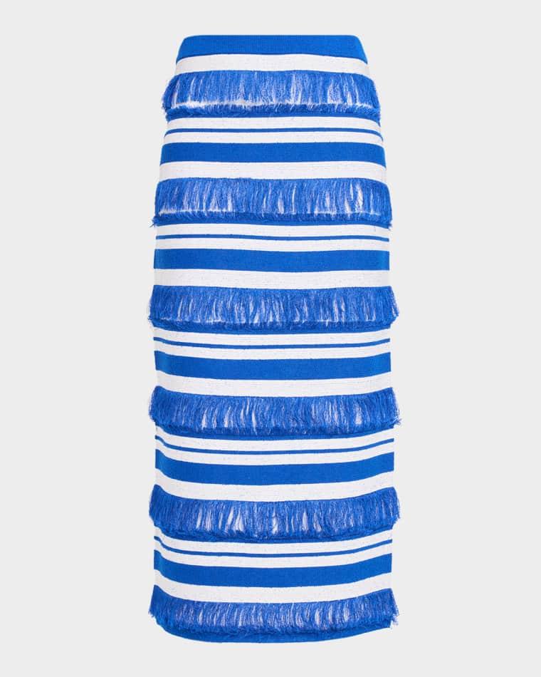 Lula Knit Fringe Midi Skirt by SIMKHAI