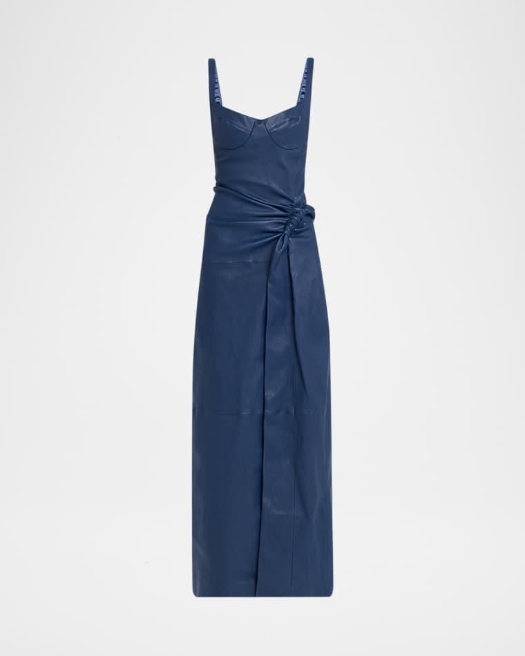 Lyle Draped Leather Dress by SIMKHAI