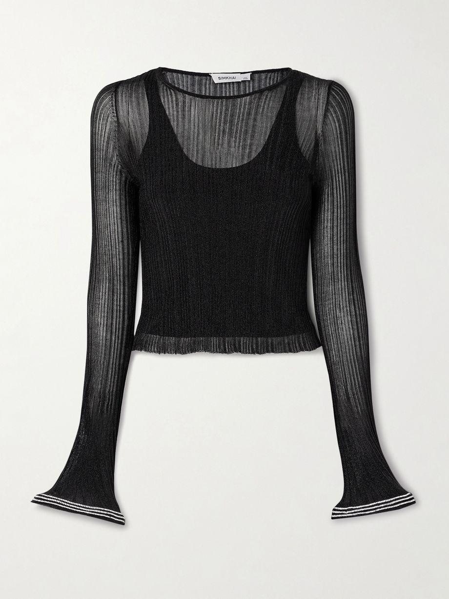 Maebry crystal-embellished metallic ribbed-knit top by SIMKHAI