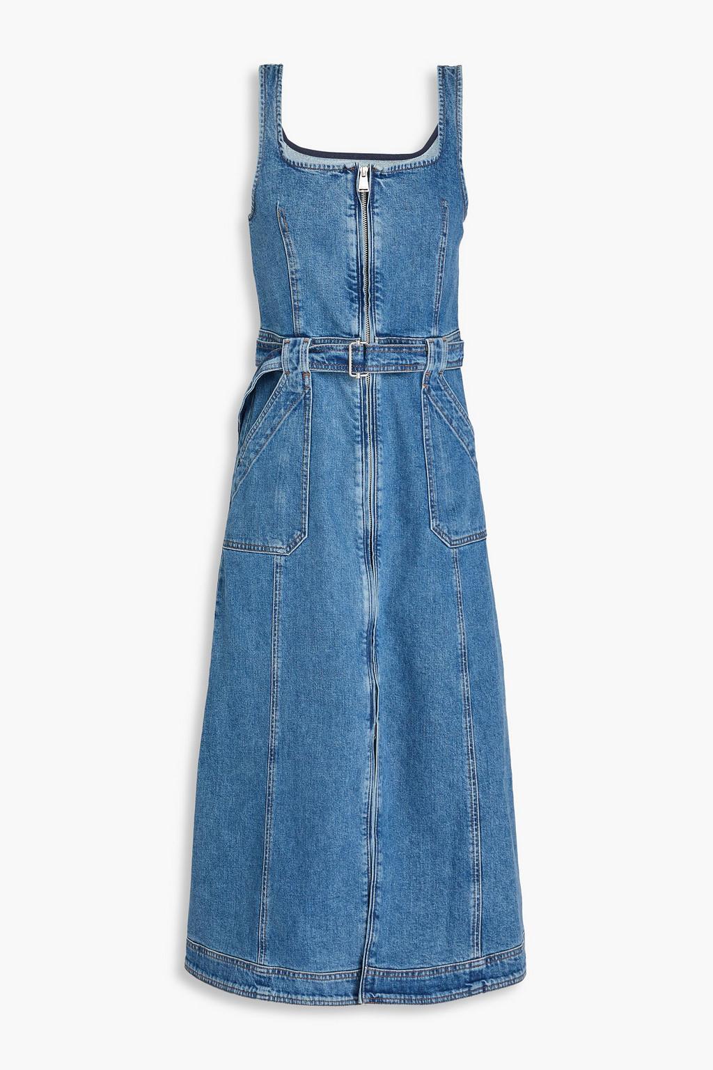 Manson belted denim midi dress by SIMKHAI