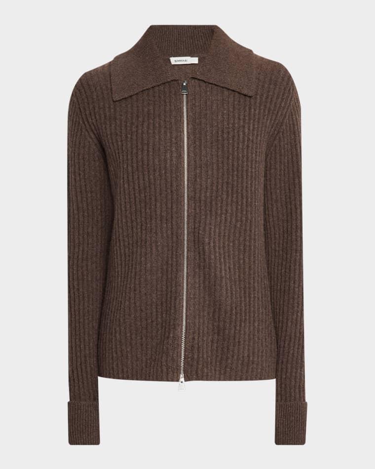 Men's Klaus Cashmere Ribbed Full-Zip Sweater by SIMKHAI