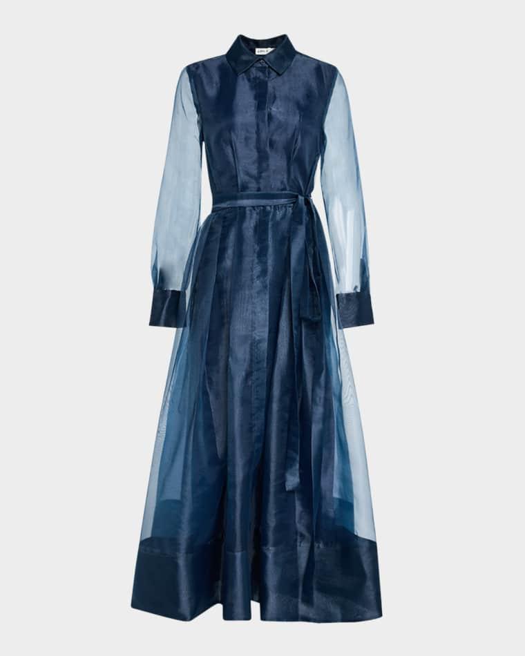 Montgomery Pleated Organza Maxi Shirtdress by SIMKHAI