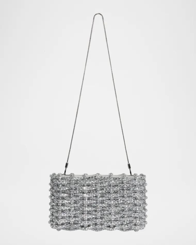 Morgan Woven Rhinestone Clutch Bag by SIMKHAI
