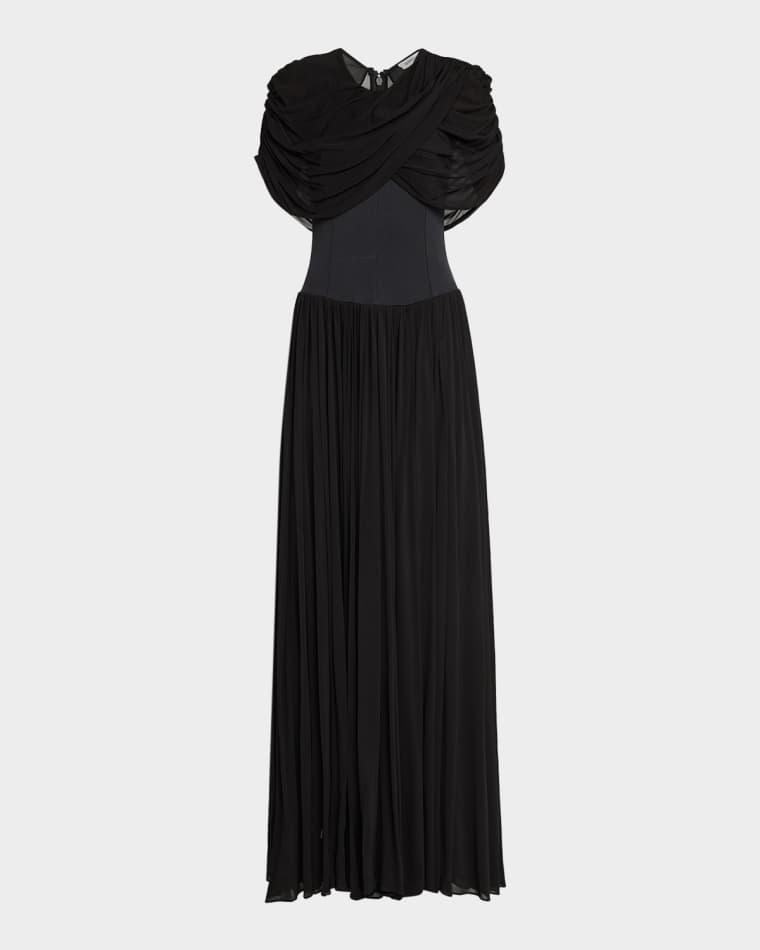 Nancie Draped A-Line Jersey Gown by SIMKHAI