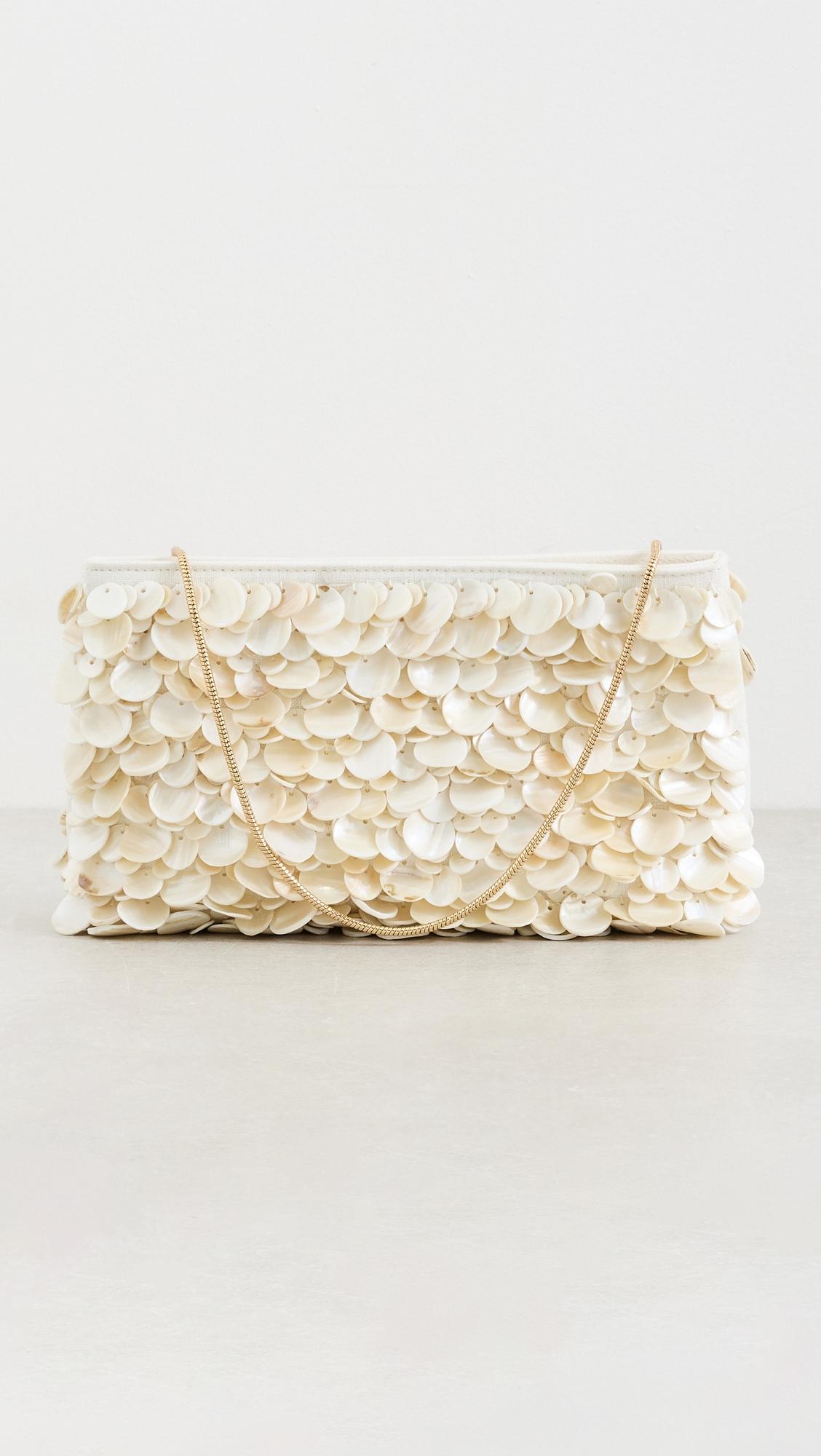 Reese Natural Shell Beaded Clutch by SIMKHAI
