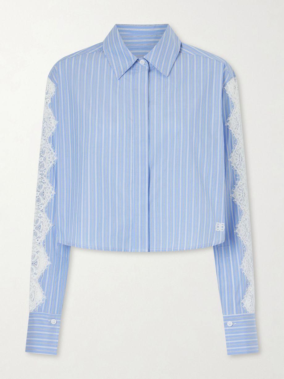 Renata cropped lace-trimmed striped cotton-poplin shirt by SIMKHAI