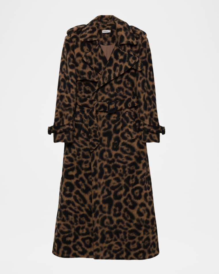 Rumi Belted Leopard Trench Coat by SIMKHAI
