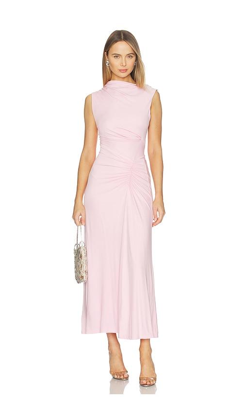 SIMKHAI Acacia Draped Jersey Dress in Pink by SIMKHAI