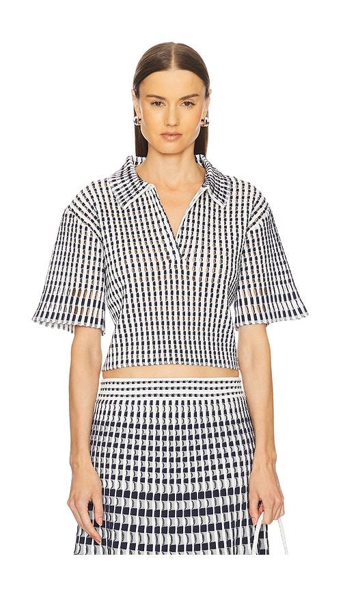 SIMKHAI Adley Cropped Polo in Navy by SIMKHAI