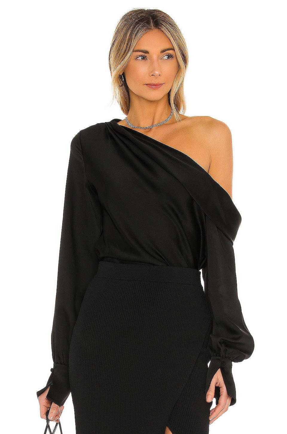 SIMKHAI Alice One Shoulder Top in Black by SIMKHAI