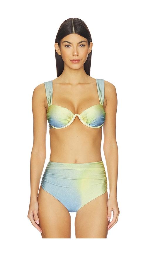 SIMKHAI Anniston Bikini Top in Blue,Yellow by SIMKHAI