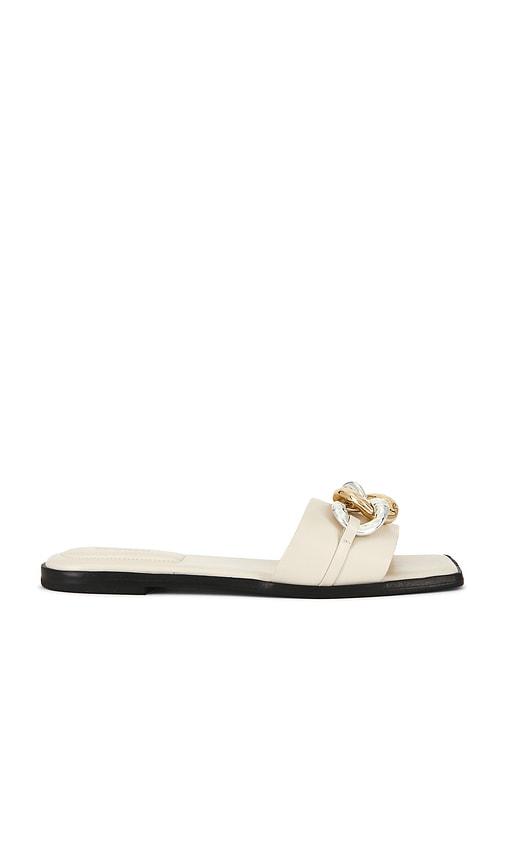 SIMKHAI Arlo Chain Leather Flat Slide in Cream by SIMKHAI