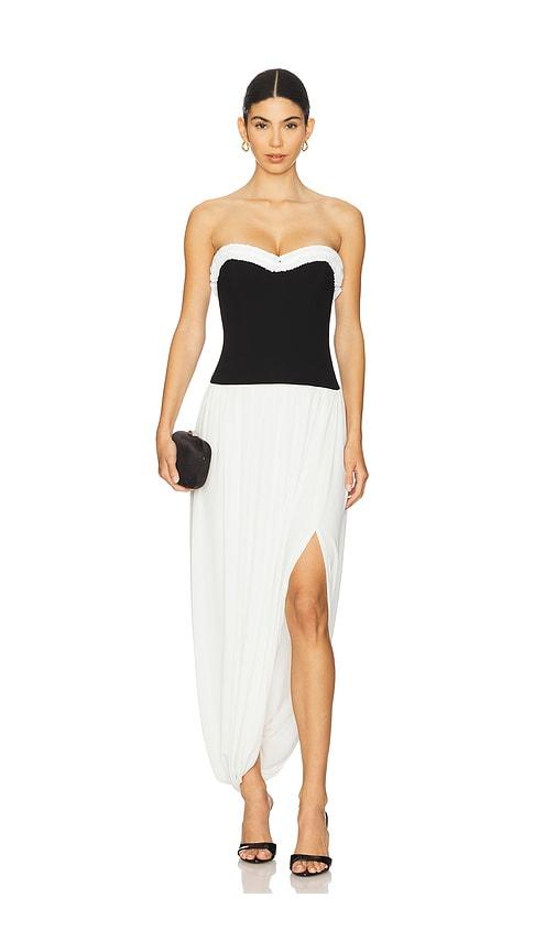 SIMKHAI Augusta Bustier Midi Dress in Black,White by SIMKHAI