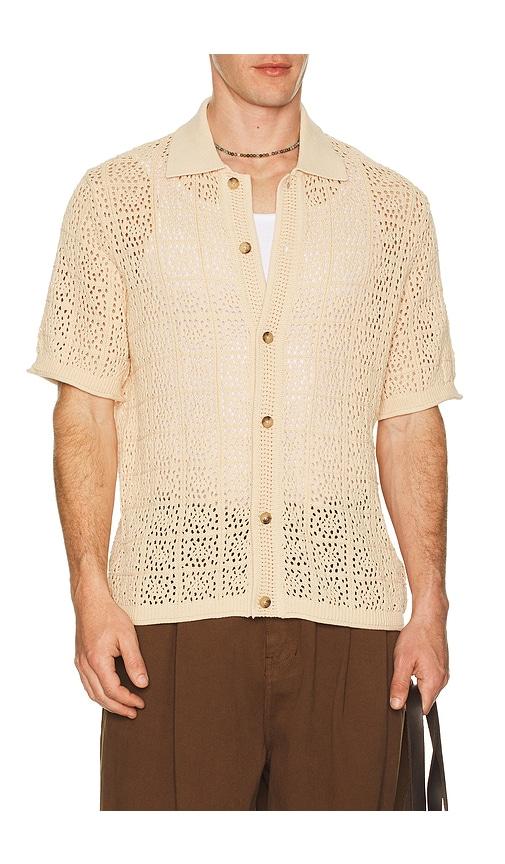 SIMKHAI Billy Short Sleeve Shirt in Brown by SIMKHAI