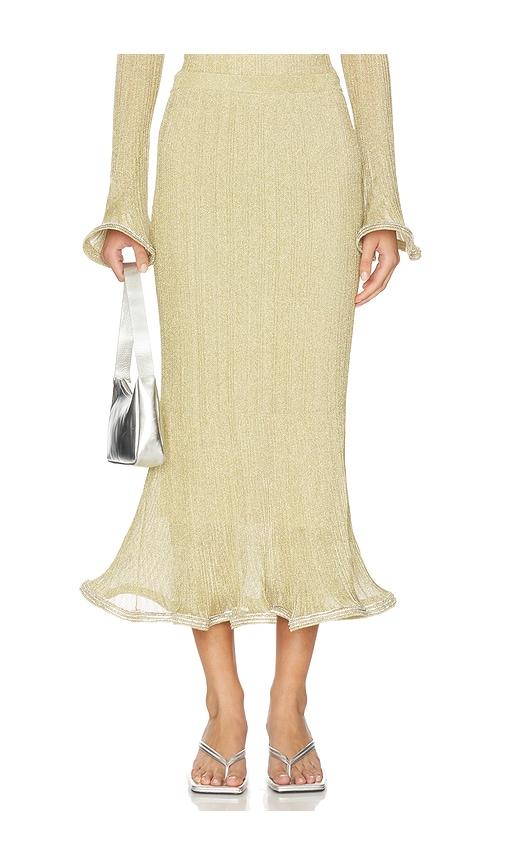 SIMKHAI Brighton Midi Skirt in Metallic Gold by SIMKHAI