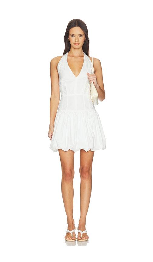 SIMKHAI Brooke Cotton Halter Mini Dress in White by SIMKHAI