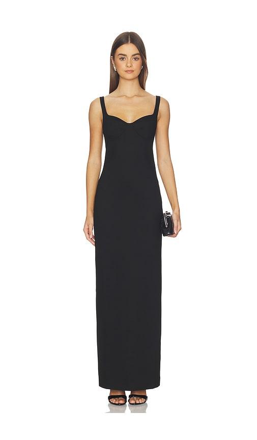SIMKHAI Cabot Sculpted Scuba Maxi Dress in Black by SIMKHAI