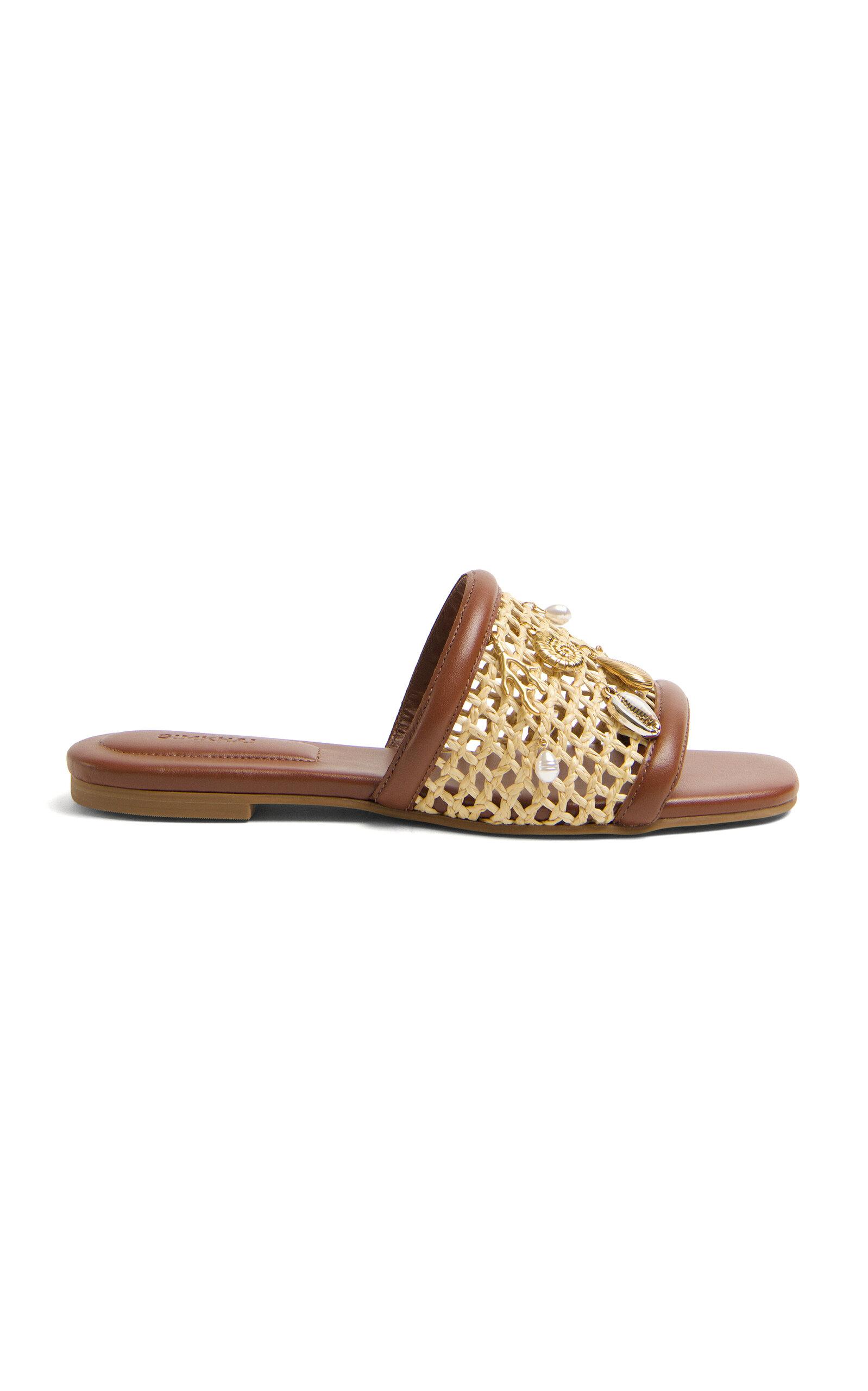SIMKHAI Caspian Raffia Netted Sandals - Moda Operandi by SIMKHAI