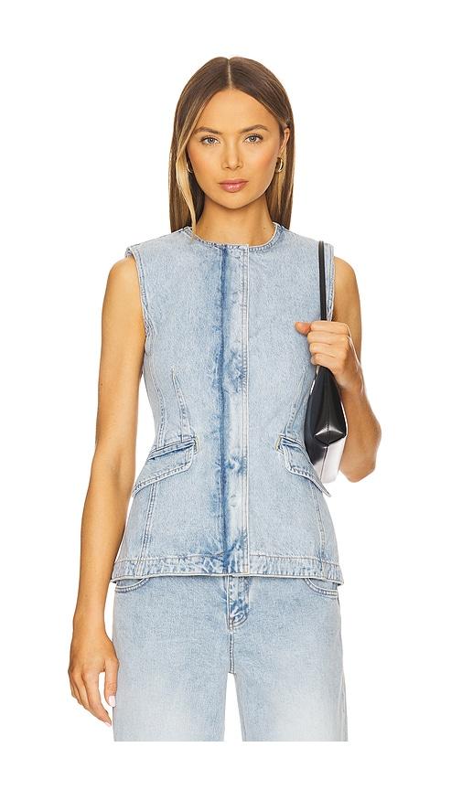 SIMKHAI Charley Sleeveless Button Up Top in Blue by SIMKHAI