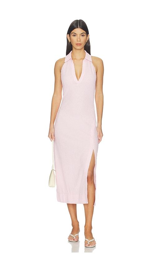 SIMKHAI Clairmont Halter Midi Dress in Pink by SIMKHAI