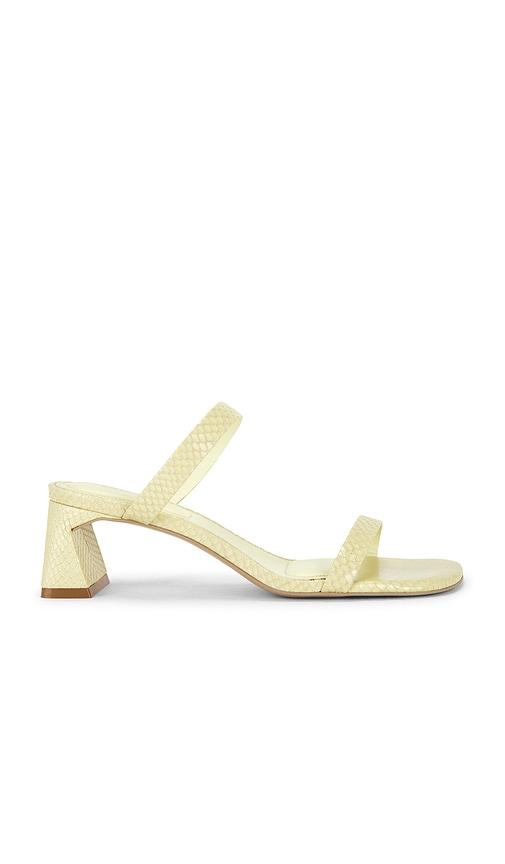 SIMKHAI Clara Snake Print Leather Block Heel in Yellow by SIMKHAI