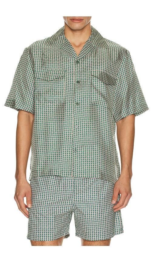 SIMKHAI Clarke Printed Silk Shirt in Green by SIMKHAI