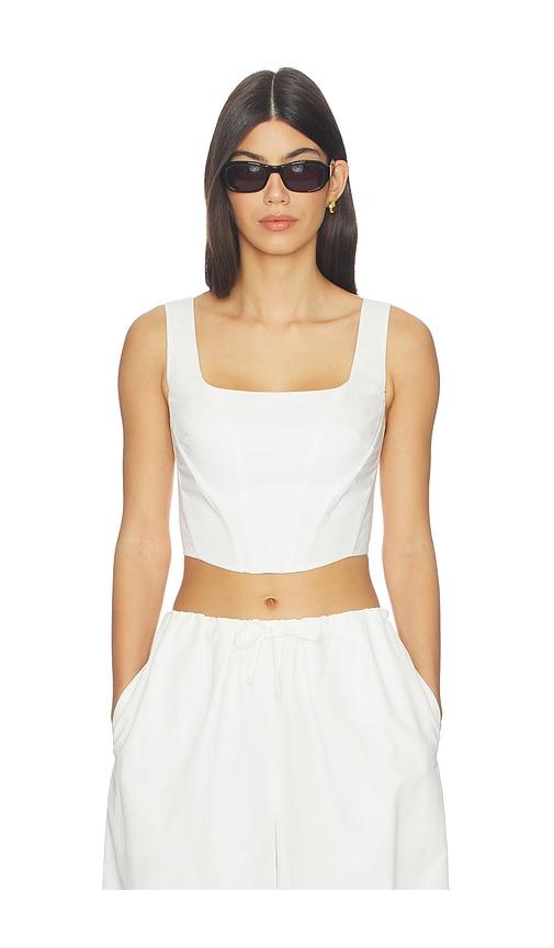 SIMKHAI Clio Cotton Bustier Top in White by SIMKHAI