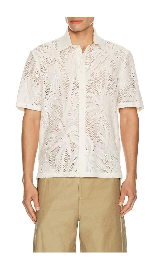 SIMKHAI Conrad Short Sleeve Shirt in White by SIMKHAI