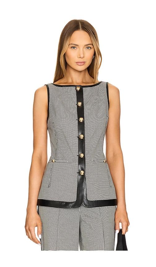 SIMKHAI Cressida Sleeveless Button Top in Black,White by SIMKHAI