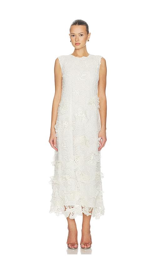 SIMKHAI Dahlia Lace Midi Dress in White by SIMKHAI