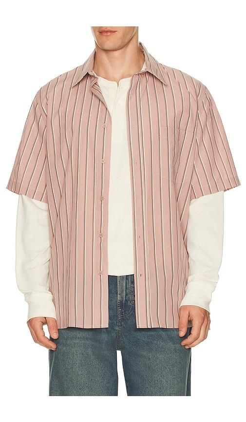 SIMKHAI Deacon Short Sleeve Oversized Shirt in Pink by SIMKHAI