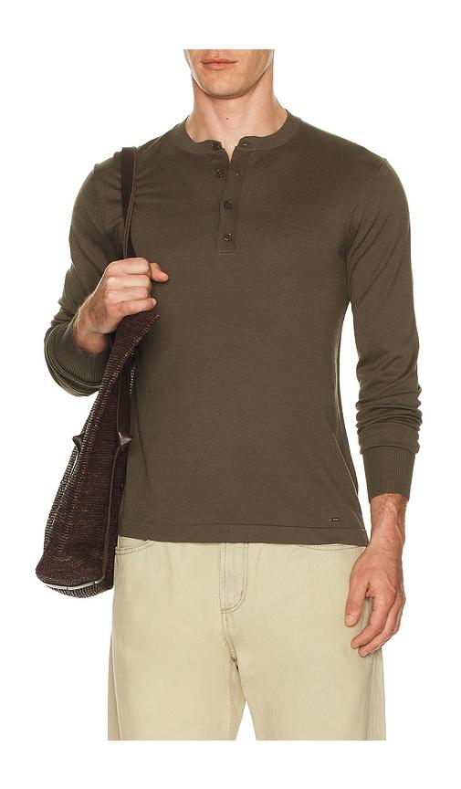SIMKHAI Dolton Henley in Green by SIMKHAI