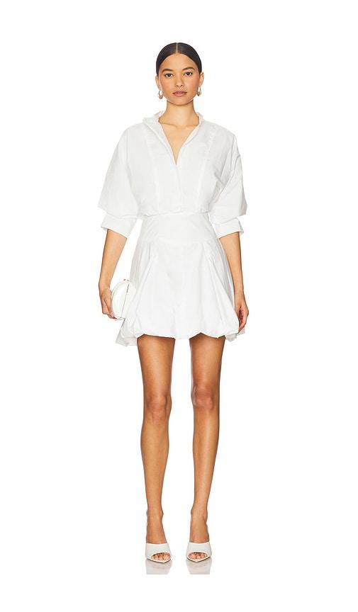 SIMKHAI Effie Bubble Mini Dress in White by SIMKHAI