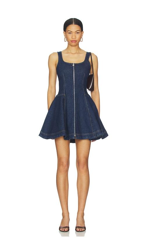 SIMKHAI Eleodra Denim Mini Dress in Blue by SIMKHAI